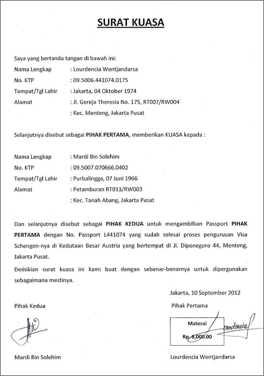 Contoh Surat Delegasi Perusahaan Doc