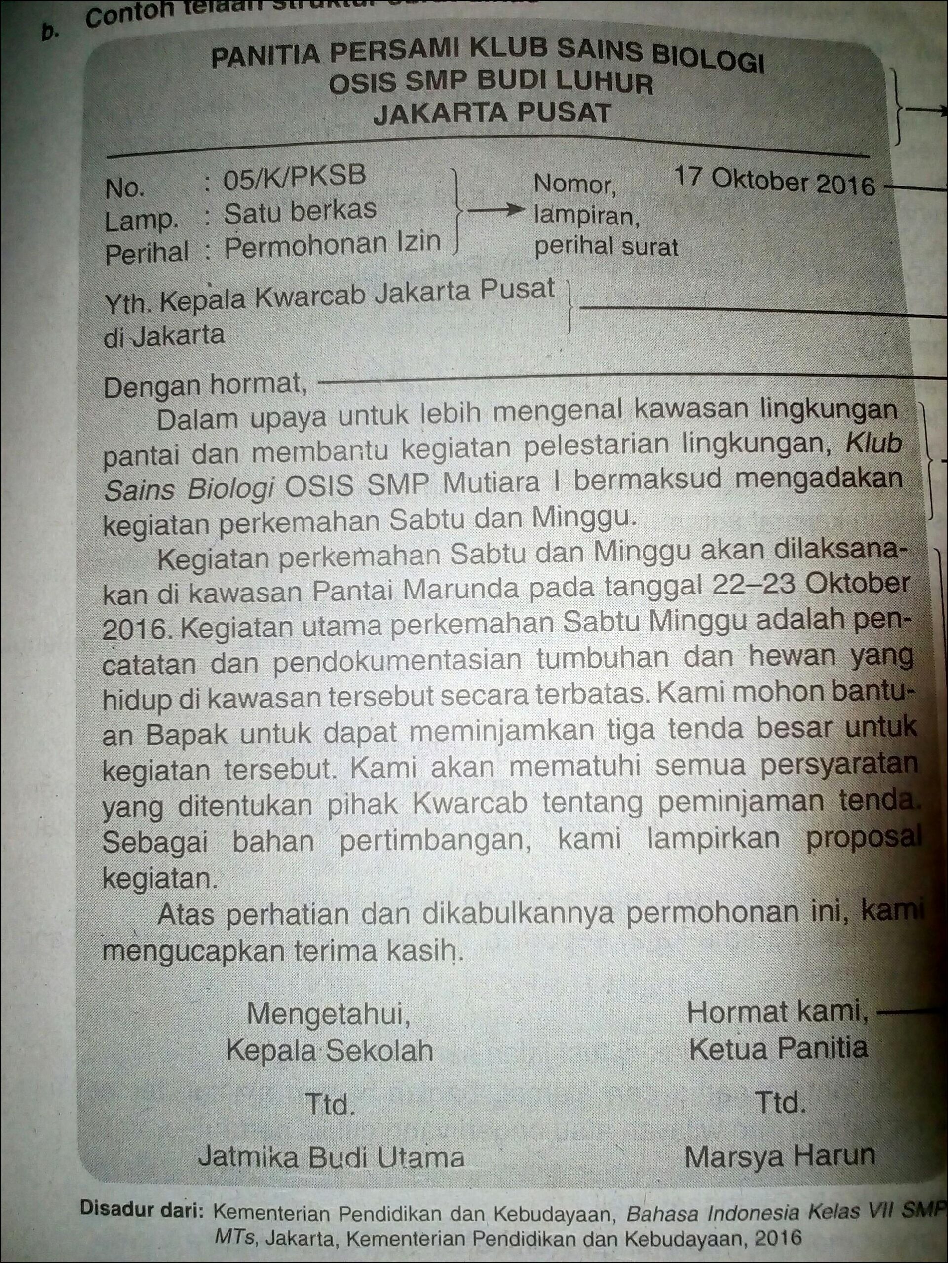 Contoh Surat Dinas Antar Sekolah