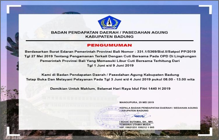 Contoh Surat Dinas Badung