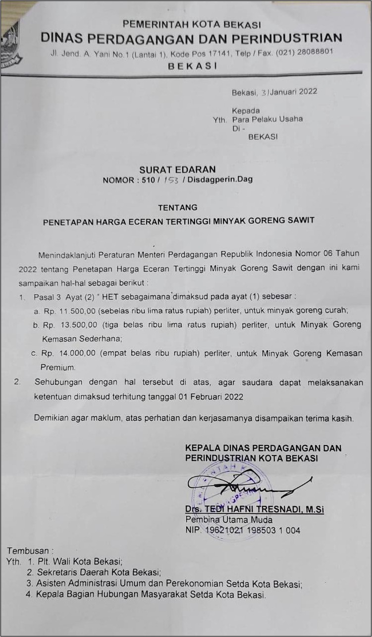 Contoh Surat Dinas Balasan Penolakan Bantuan Dana