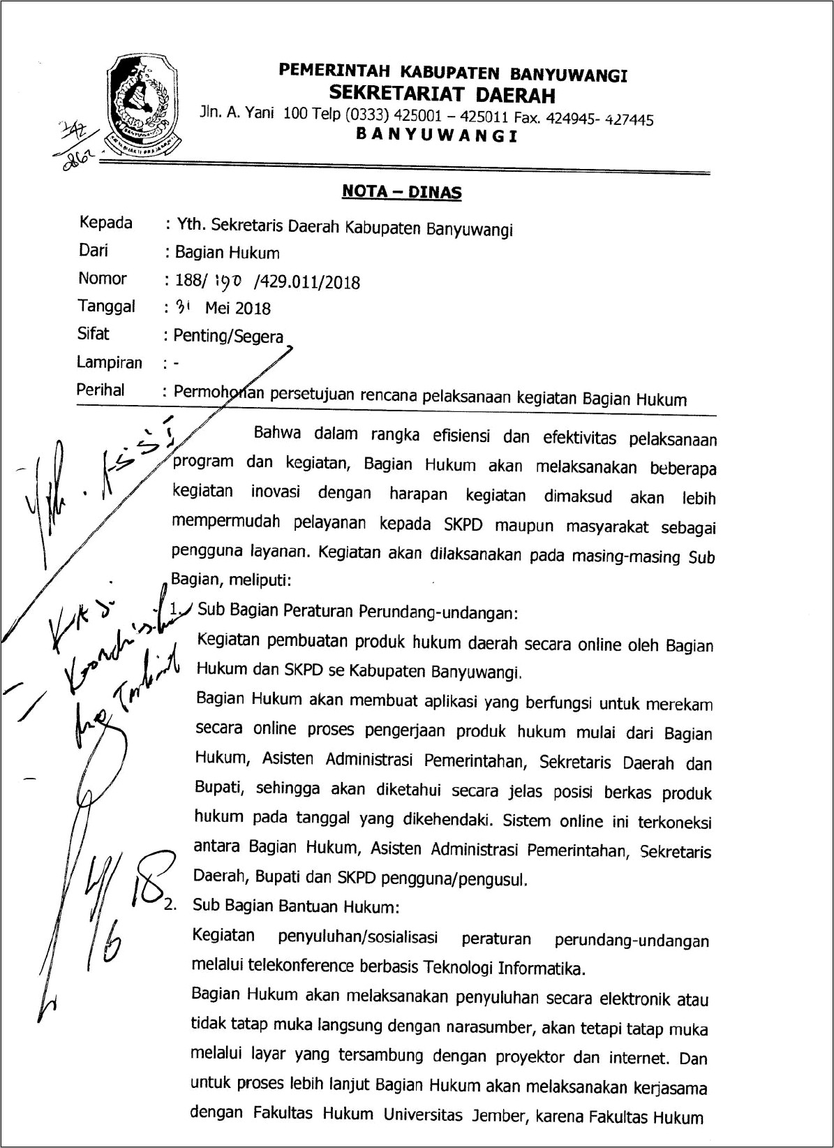 Contoh Surat Dinas Banyuwangi