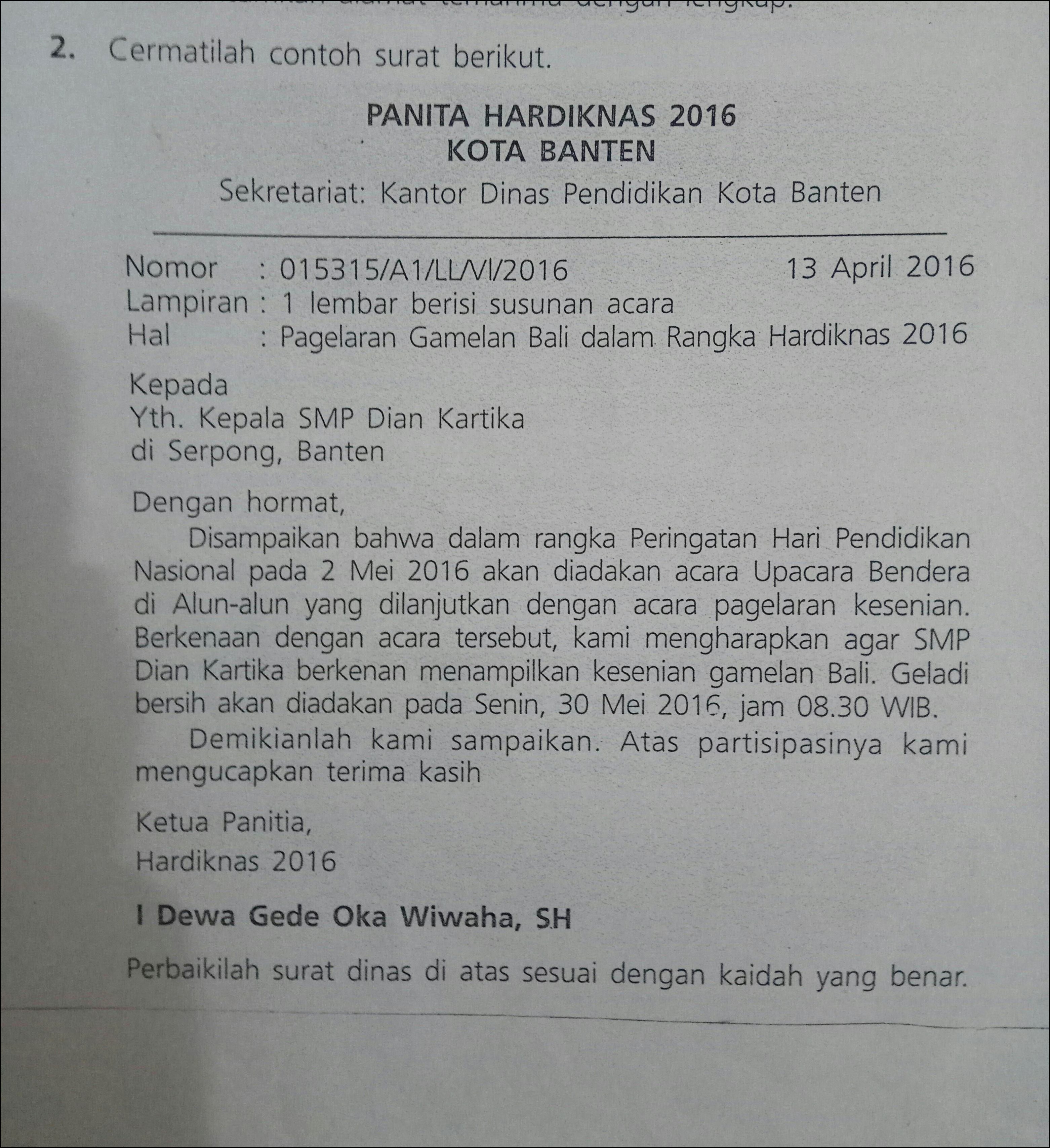 Contoh Surat Dinas Bisnis Dan Analisa