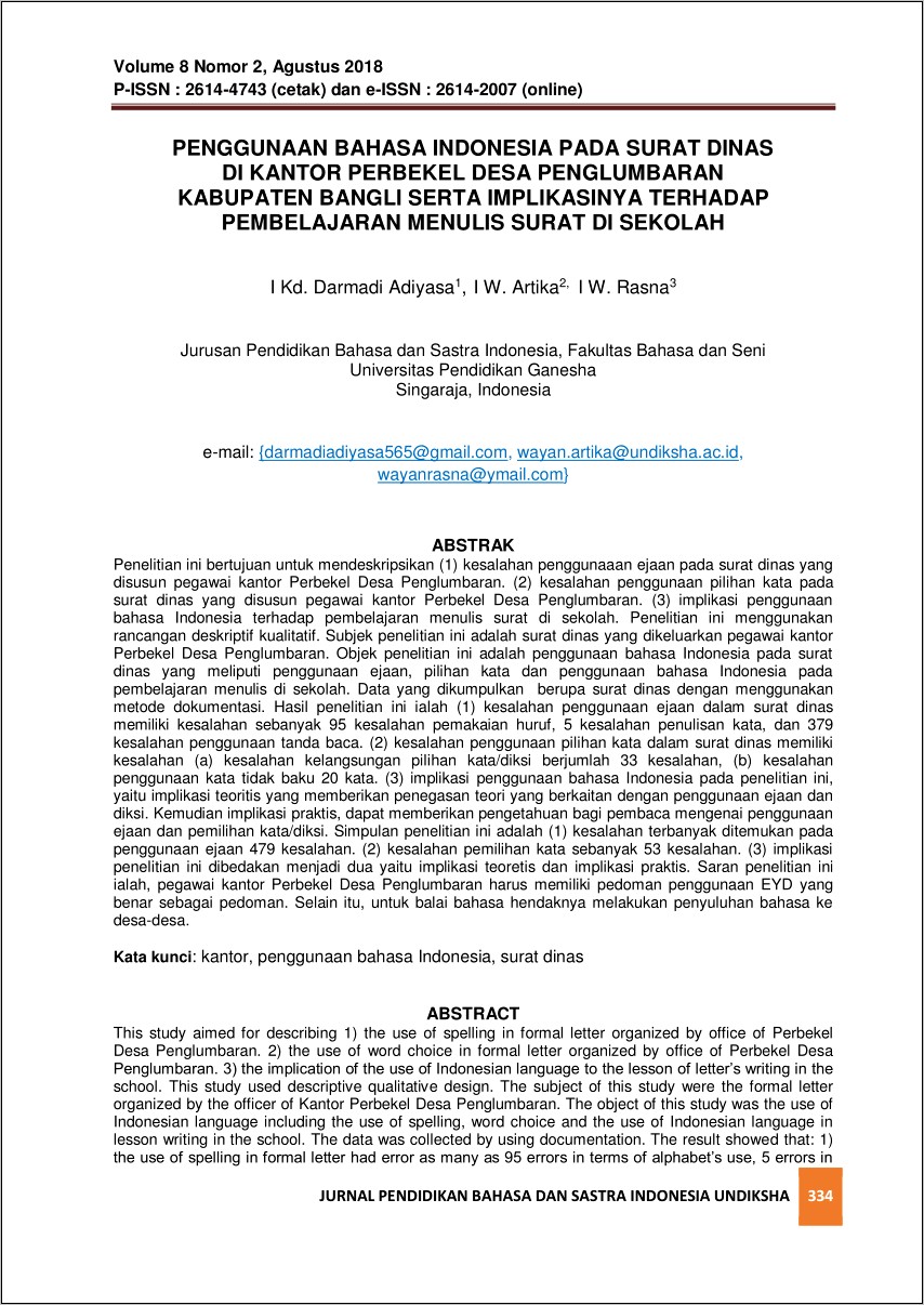 Contoh Surat Dinas Dan Analisis Kesalahannya