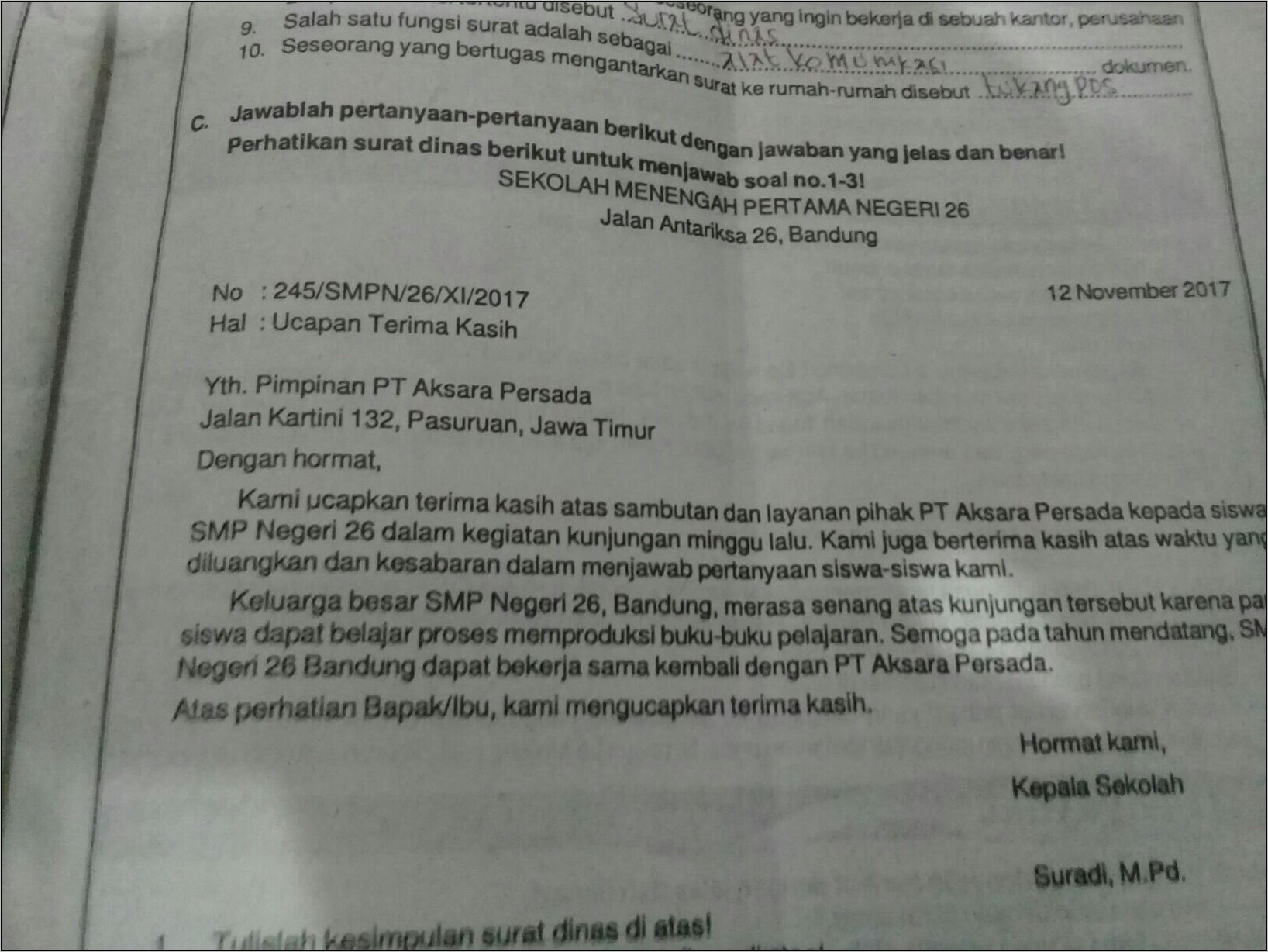 Contoh Surat Dinas Dan Kesimpulannya