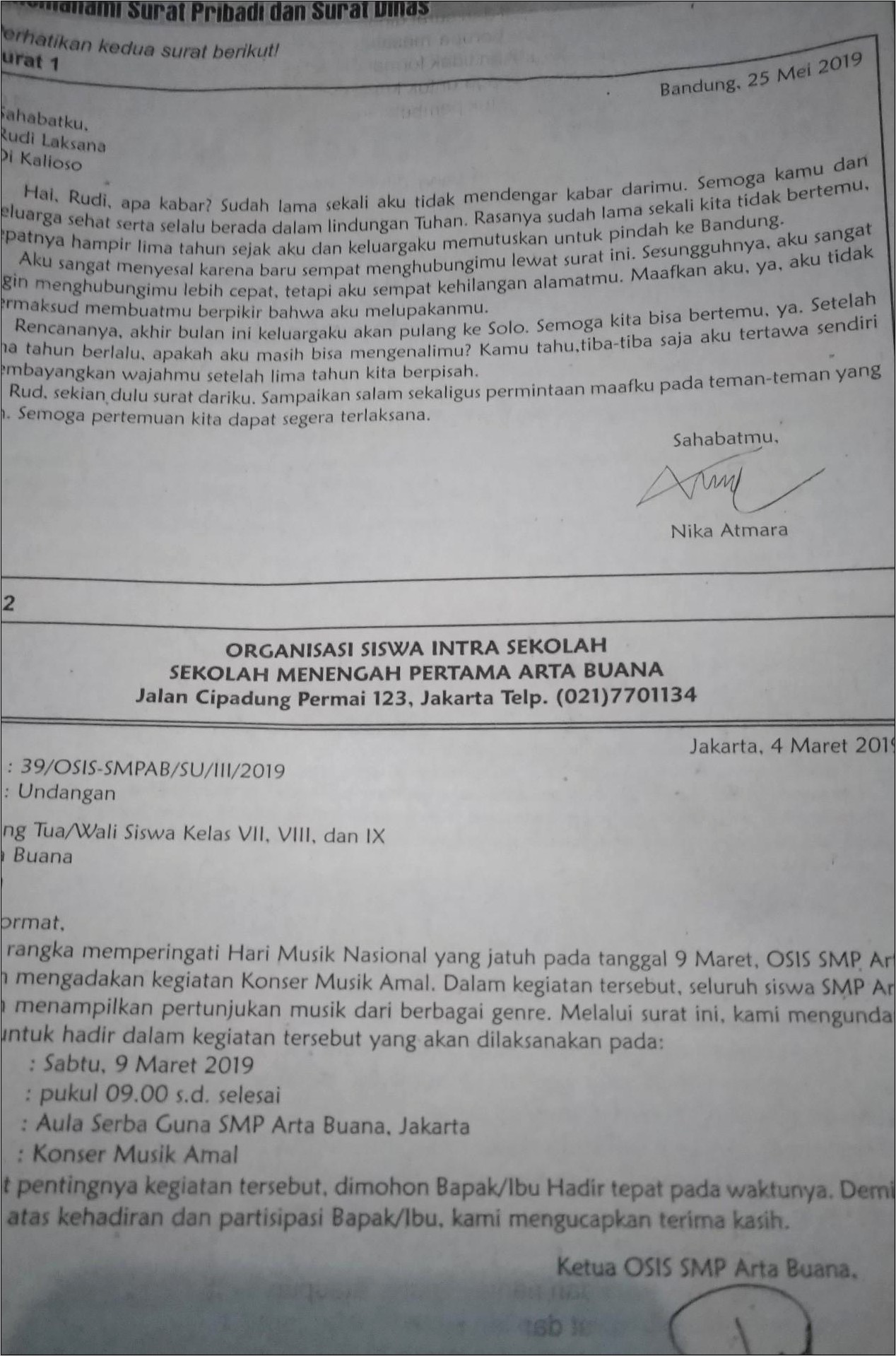 Contoh Surat Dinas Dan Surat Pribadi Brainly