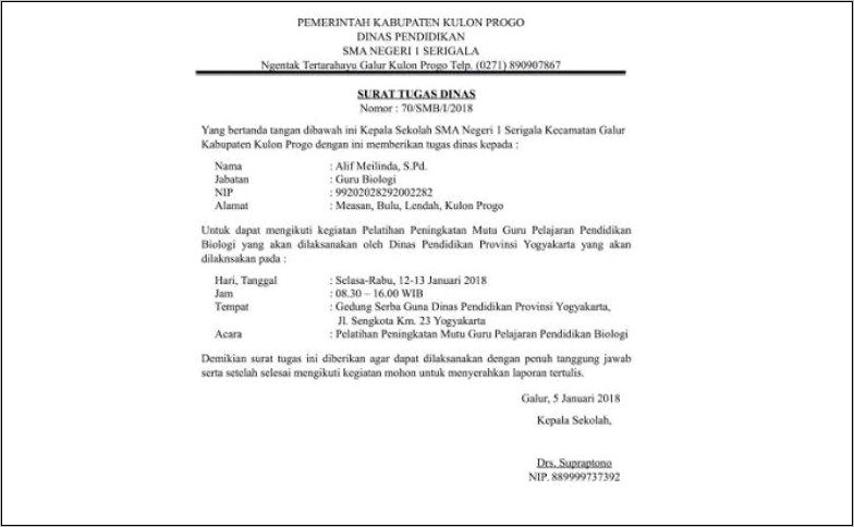 Contoh Surat Dinas Dari Sekolah