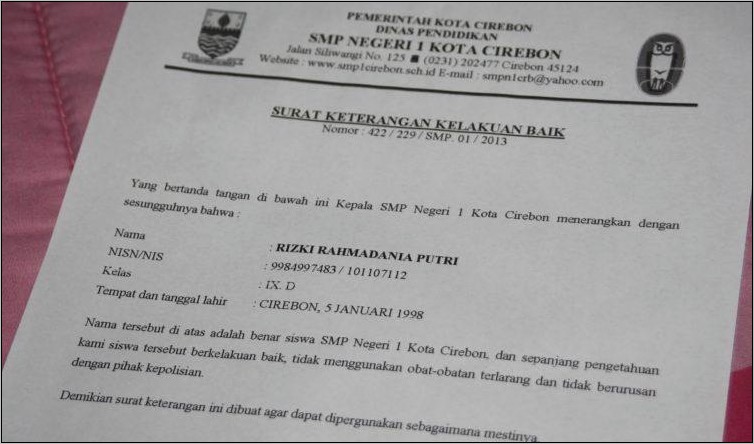 Contoh Surat Dinas Kependudukan Cirebon