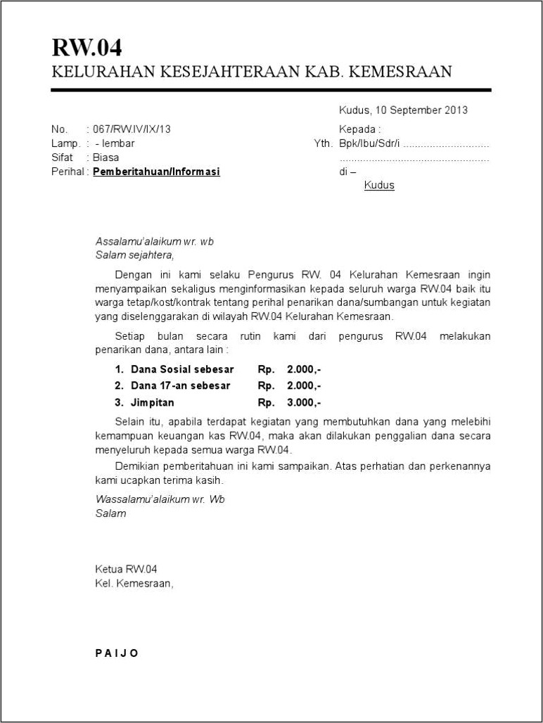 Contoh Surat Dinas Kesehatan Kabupaten Kudus