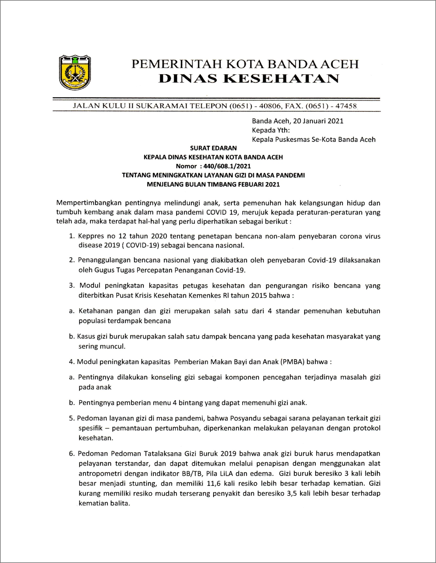 Contoh Surat Dinas Kesehatan Resmi