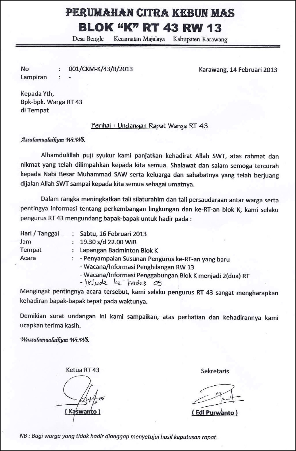 Contoh Surat Dinas Organisasi