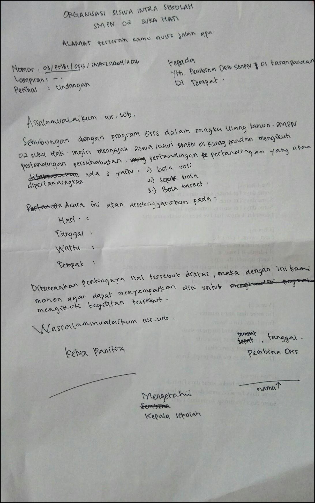 Contoh Surat Dinas Osis Smpn 193 Jakarta