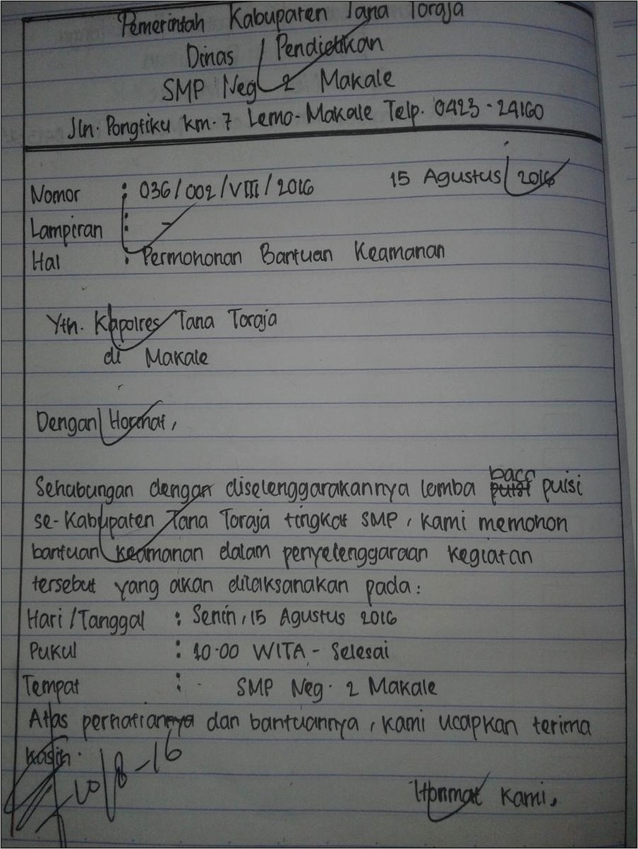 Contoh Surat Dinas Osis Untuk Kepala Sekolah - Surat Dinas : Desain ...