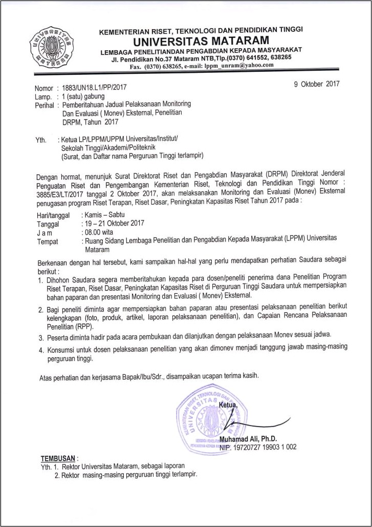 Contoh Surat Dinas Pemberitahuan Monev Supervisi Akademis