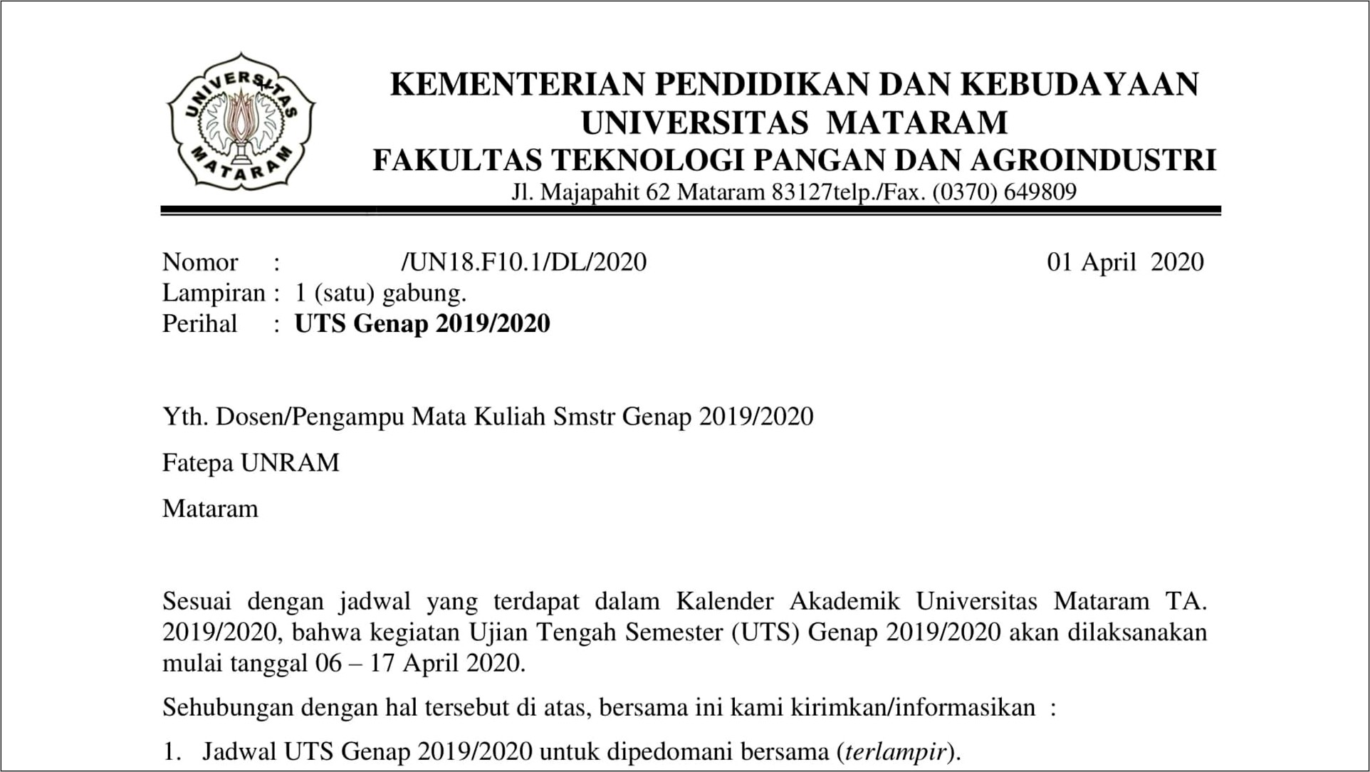 Contoh Surat Dinas Pemberitahuan Perubahan Jadwal Kegiatan