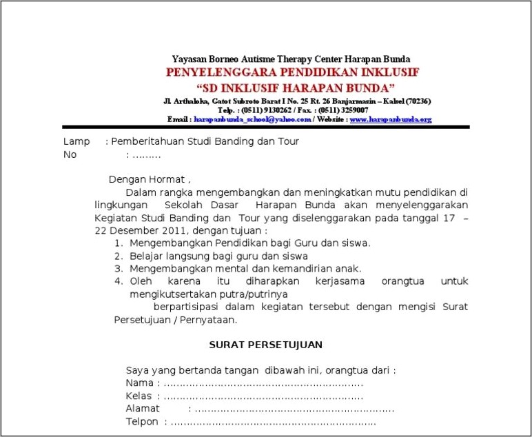 Contoh Surat Dinas Pemberitahuan Wisata