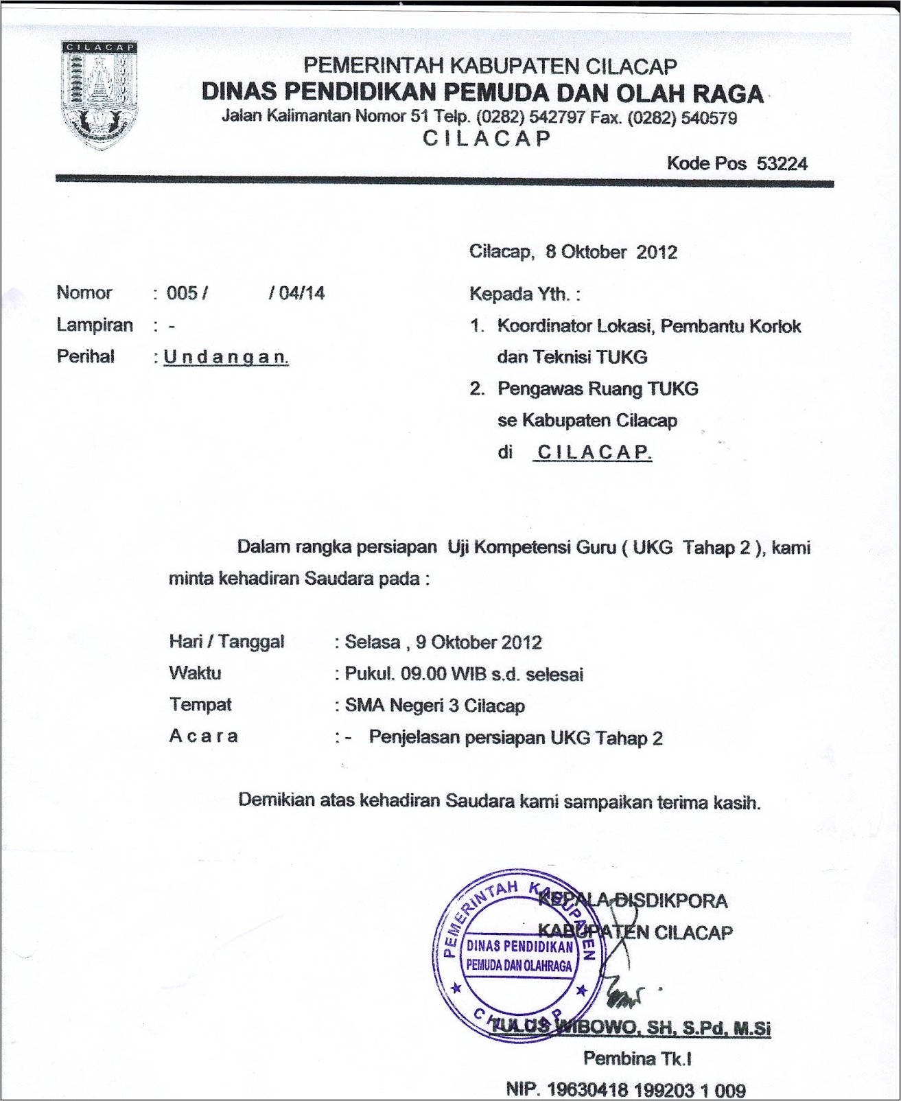 Contoh Surat Dinas Pemuda Dan Olahraga