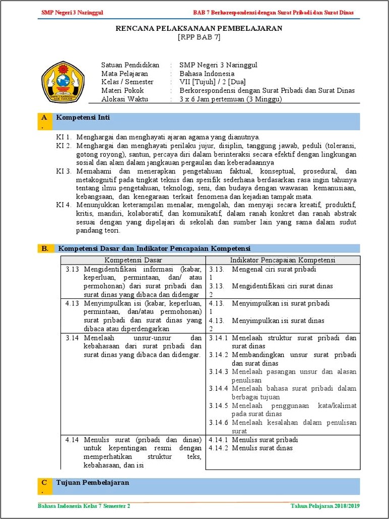 Contoh Surat Dinas Penambahan Ekstrakurikuler