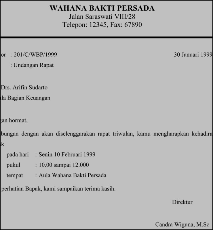 Contoh Surat Dinas Pendek Singkat