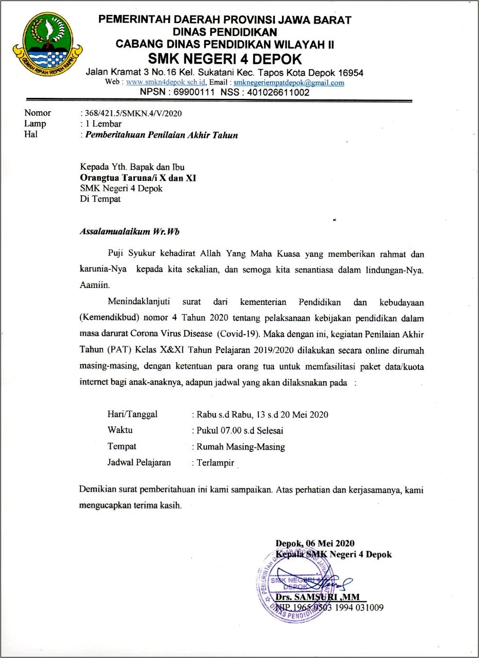 Contoh Surat Dinas Pendidikan Dalam Bentuk Email