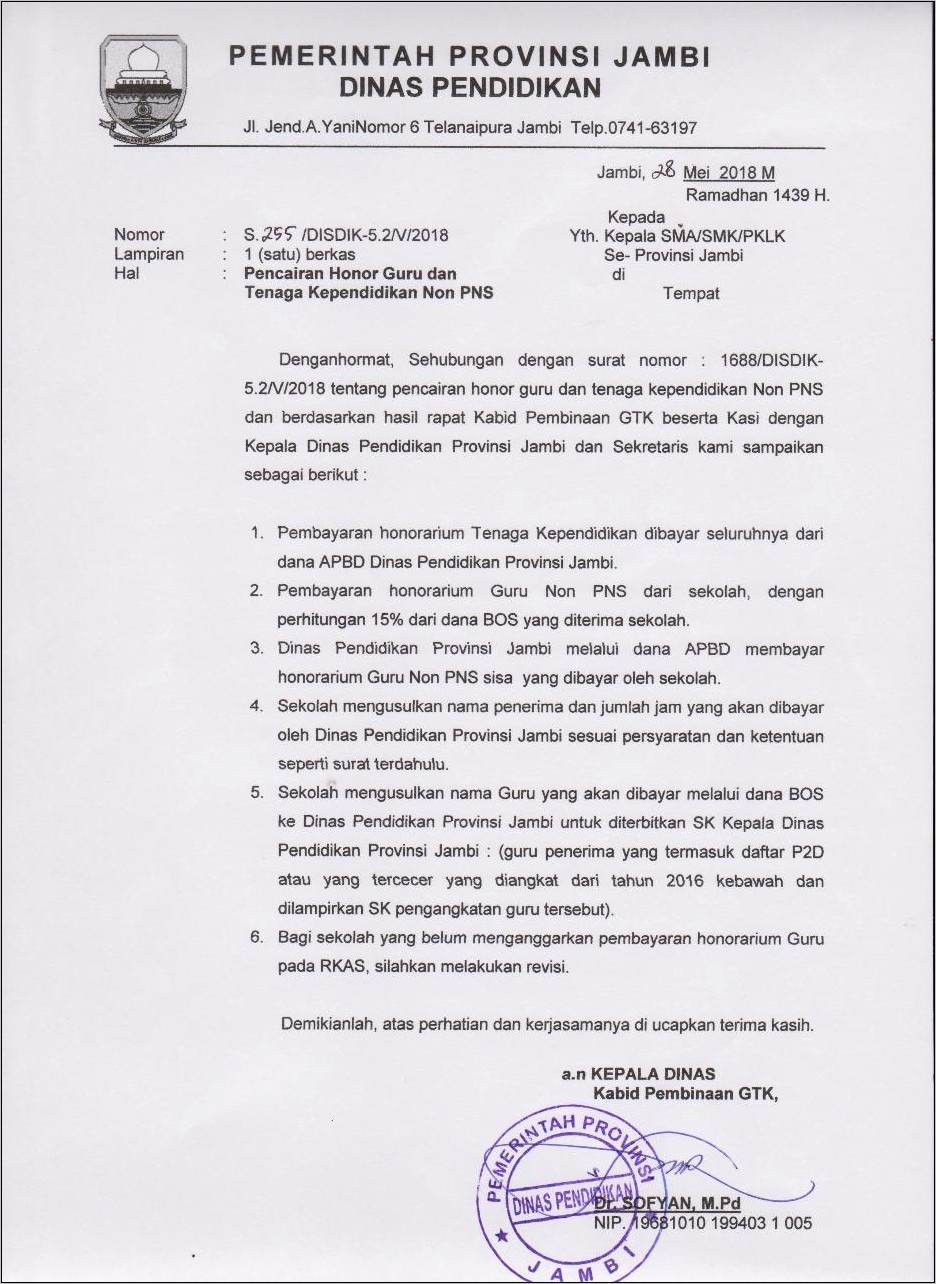 Contoh Surat Dinas Pendidikan Kabupaten Tangerang