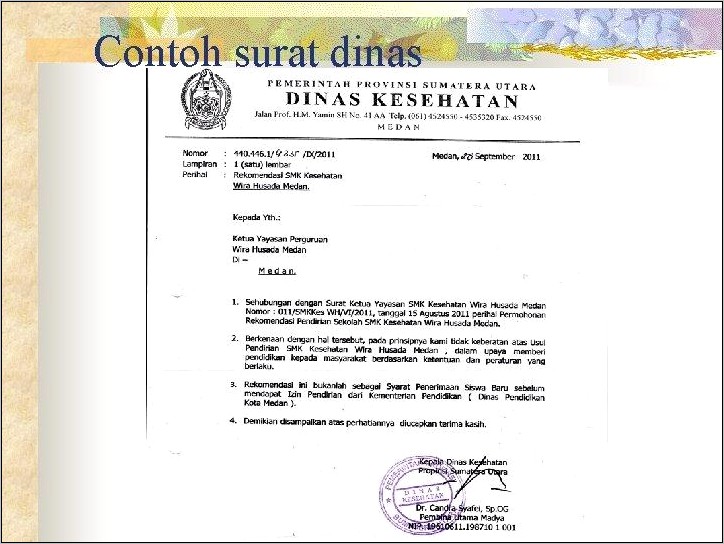 Contoh Surat Dinas Pendidikan Medan