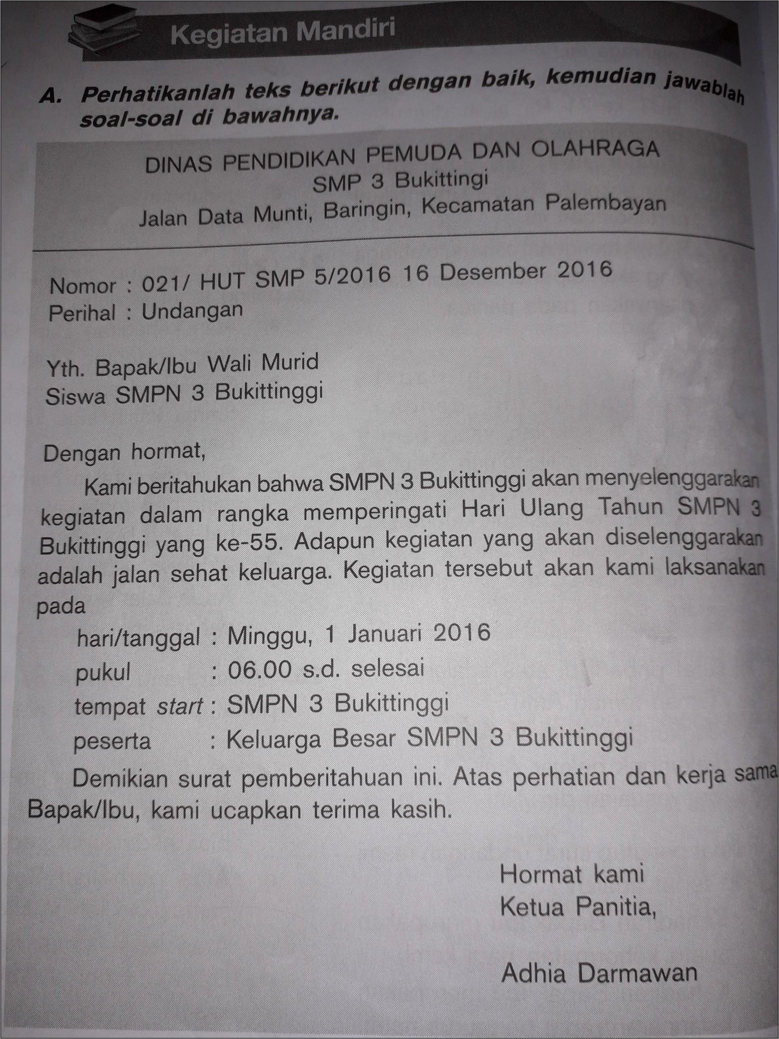 Contoh Surat Dinas Pendidikan Pemuda Dan Olahraga