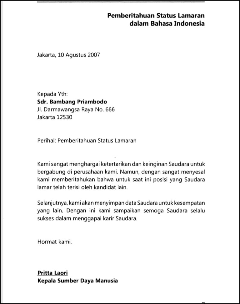 Contoh Surat Dinas Pengumuman