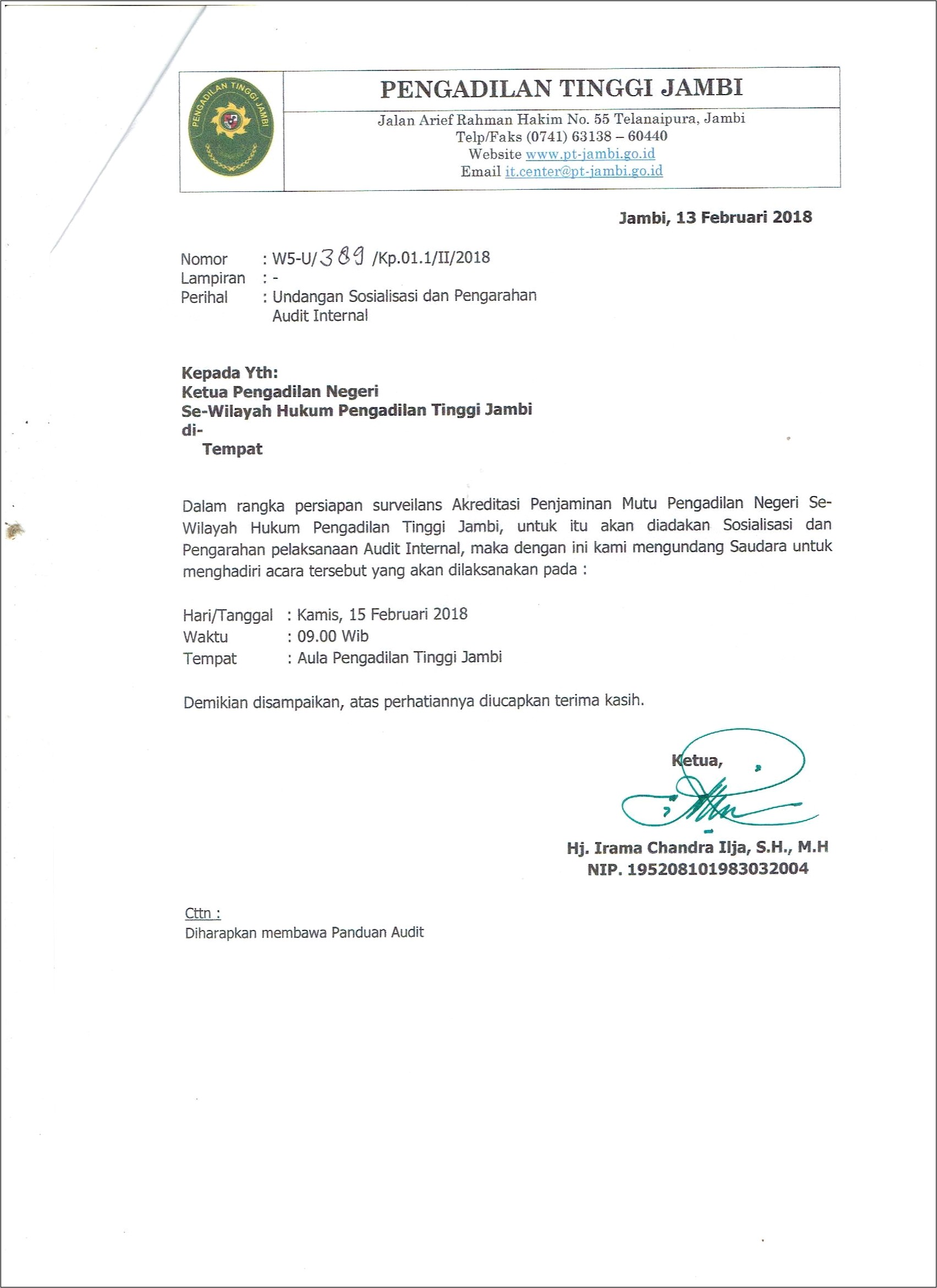 Contoh Surat Dinas Peradilan