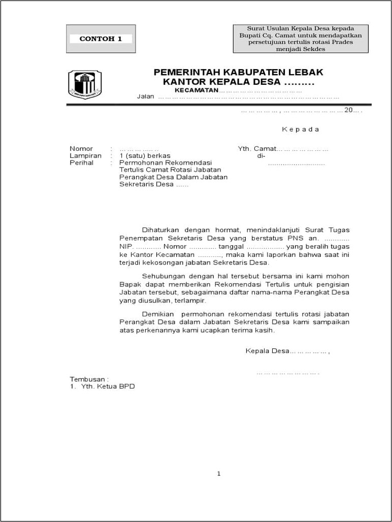 Contoh Surat Dinas Perintah Pengalihan Tugas Jabatan