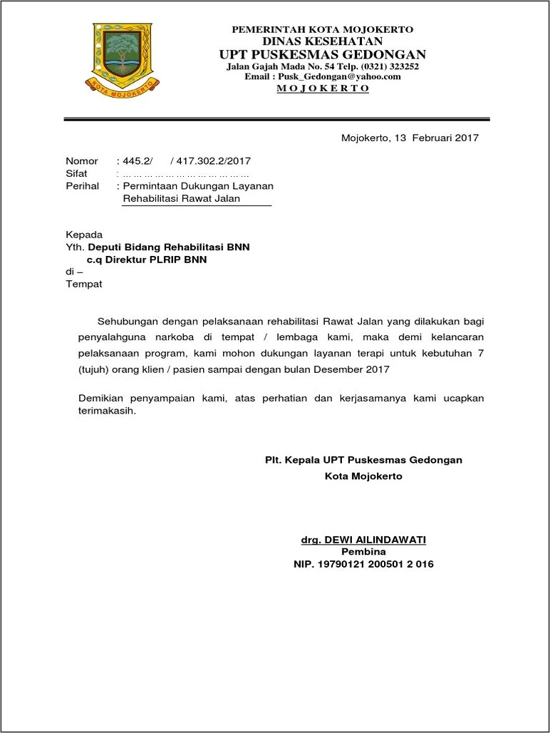 Contoh Surat Dinas Permintaan Dukungan