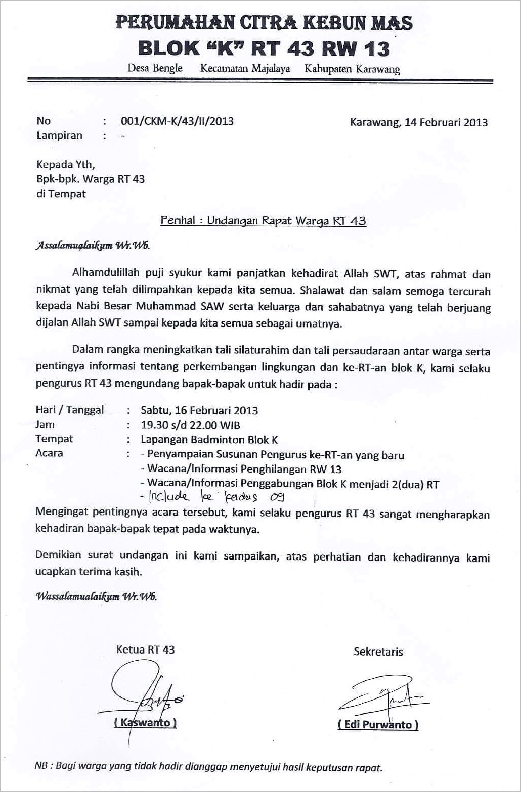 Contoh Surat Dinas Pribad