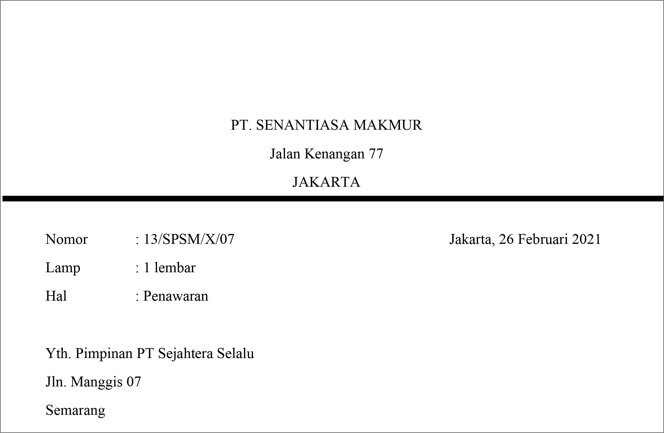 Contoh Surat Dinas Pribadi Dan Niaga