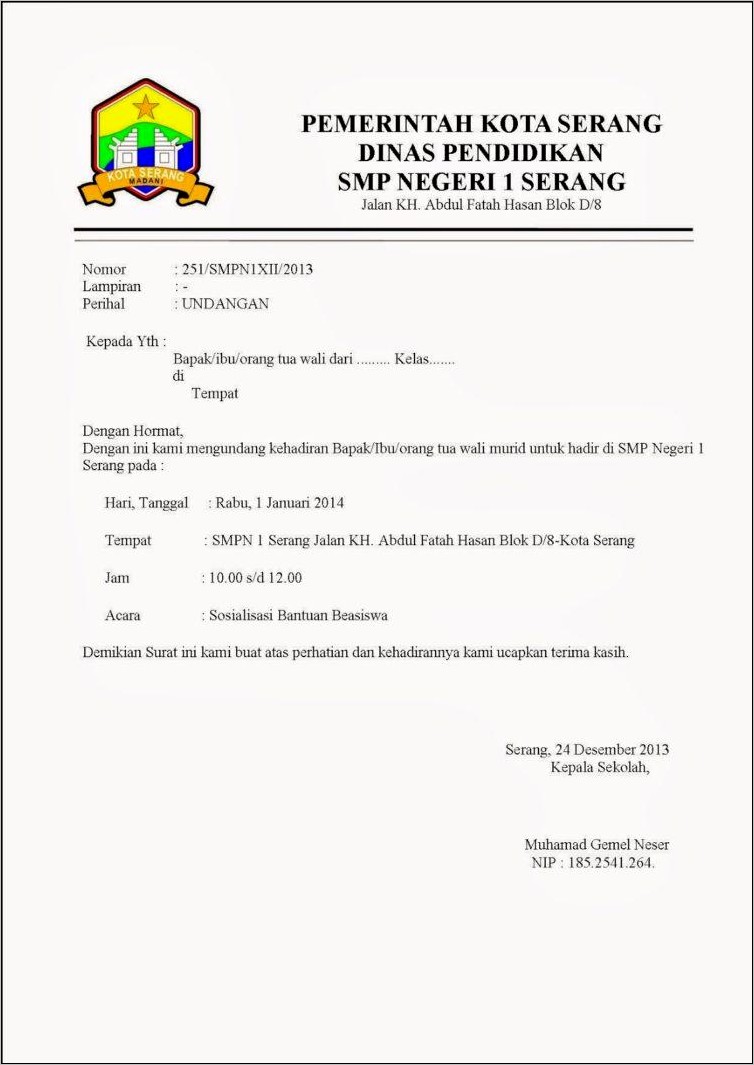 Contoh Surat Dinas Resmi Bahasa Sunda