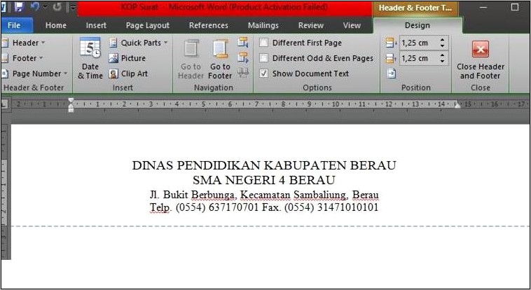 Contoh Surat Dinas Resmi Beserta Font Dan Marginnya