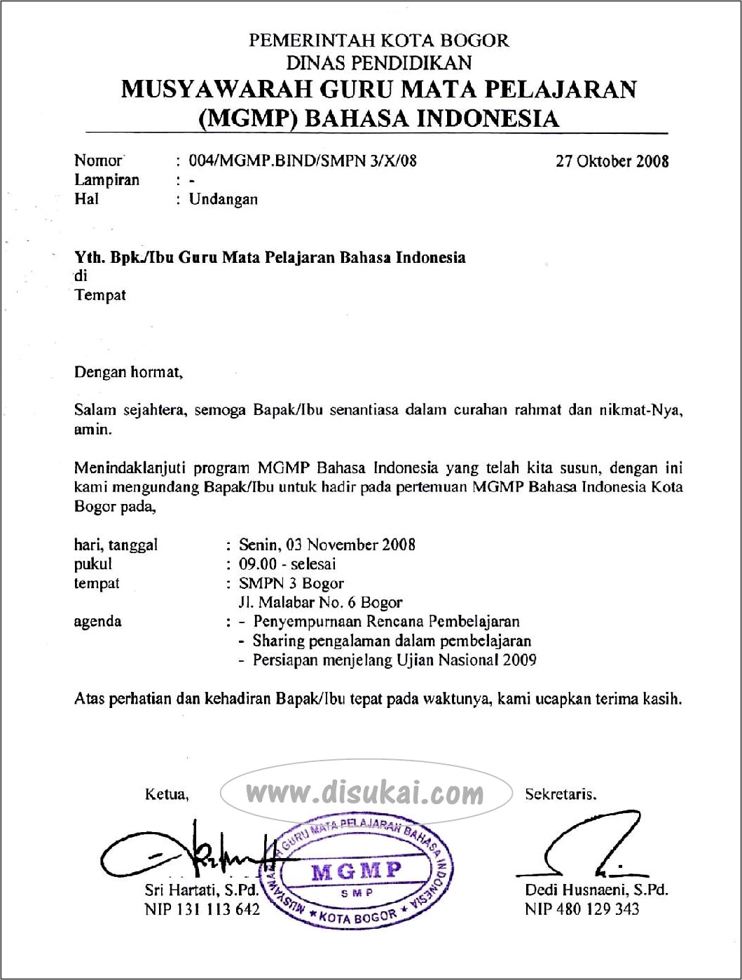 Contoh Surat Dinas Resmi Dan Tidak Resmi