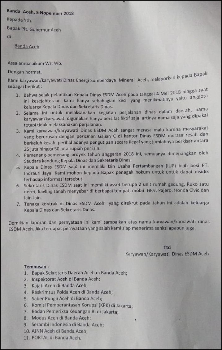 Contoh Surat Dinas Saber Pungli