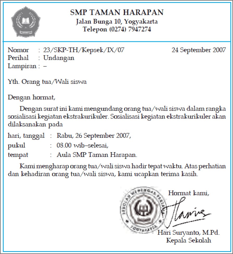 Contoh Surat Dinas Salah