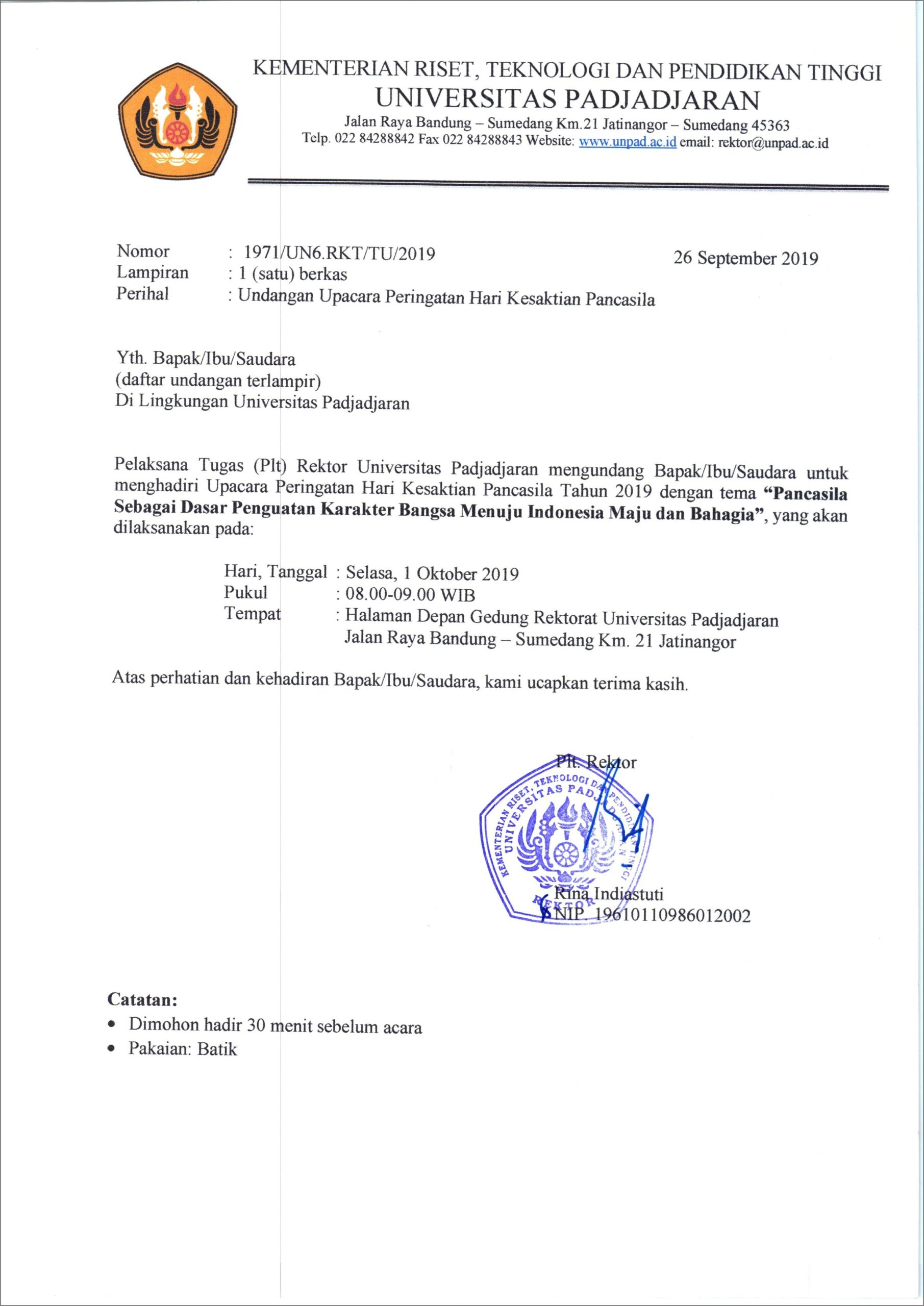 Contoh Surat Dinas Sekolah Undangan Upacara