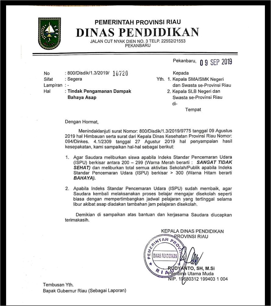 Contoh Surat Dinas Sekolah