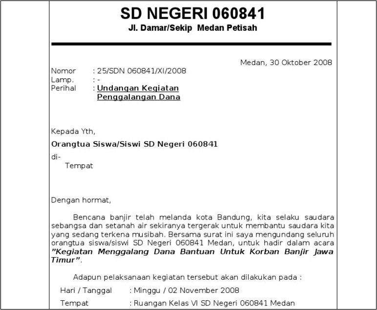 Contoh Surat Dinas Sekolahsd