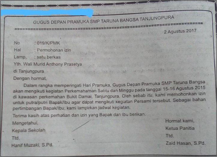 Contoh Surat Dinas Sesuai Strukturnya