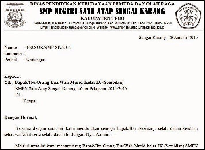 Contoh Surat Dinas Singkat