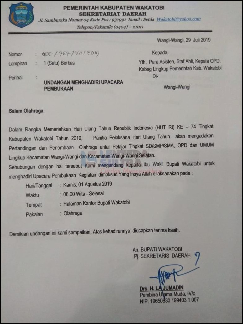 Contoh Surat Dinas Sulawesi Tenggara Yang Benar