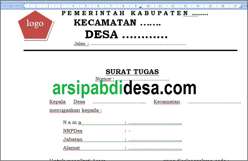 Contoh Surat Dinas Surat Tugas