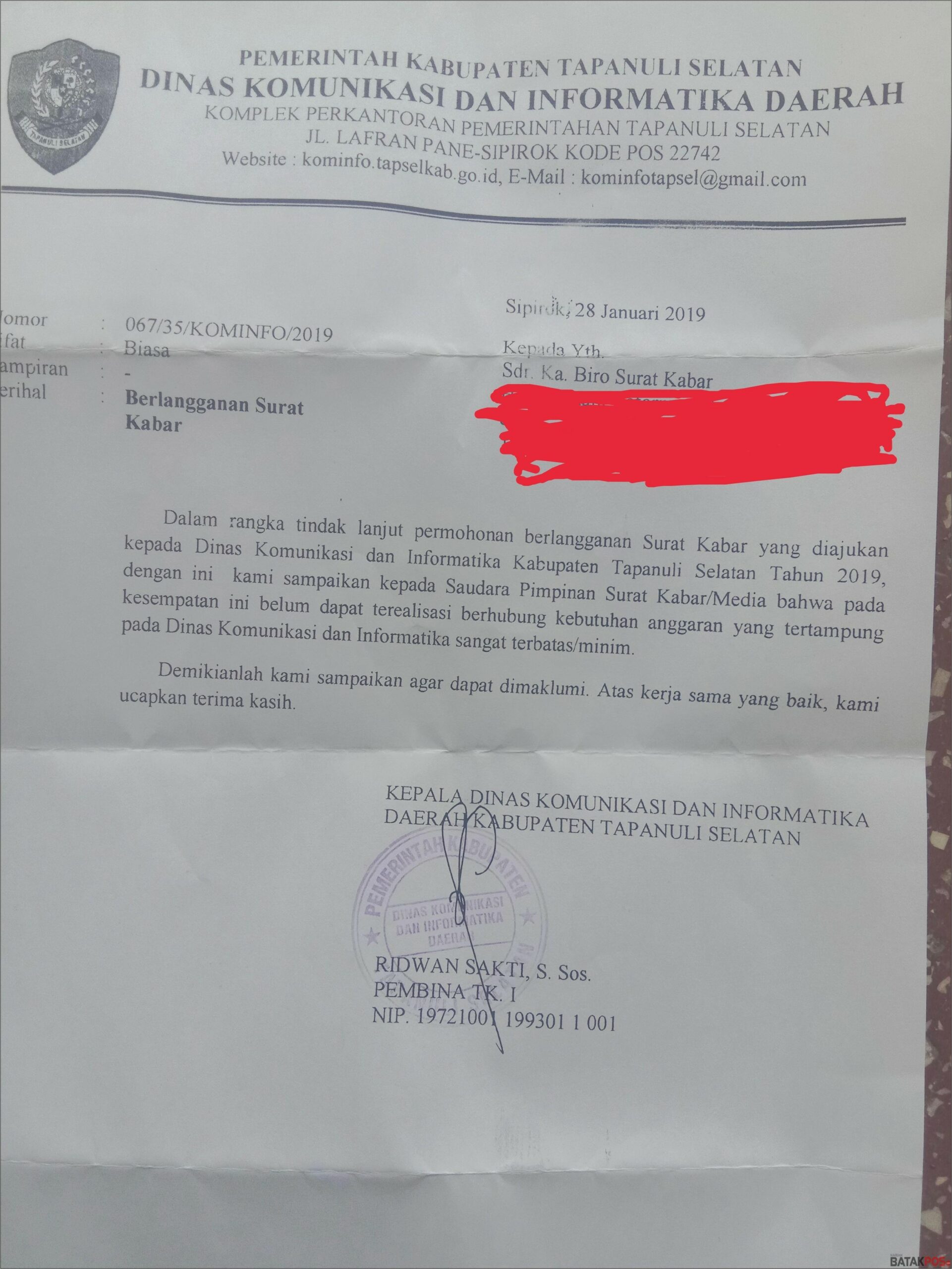 Contoh Surat Dinas Tanggapan