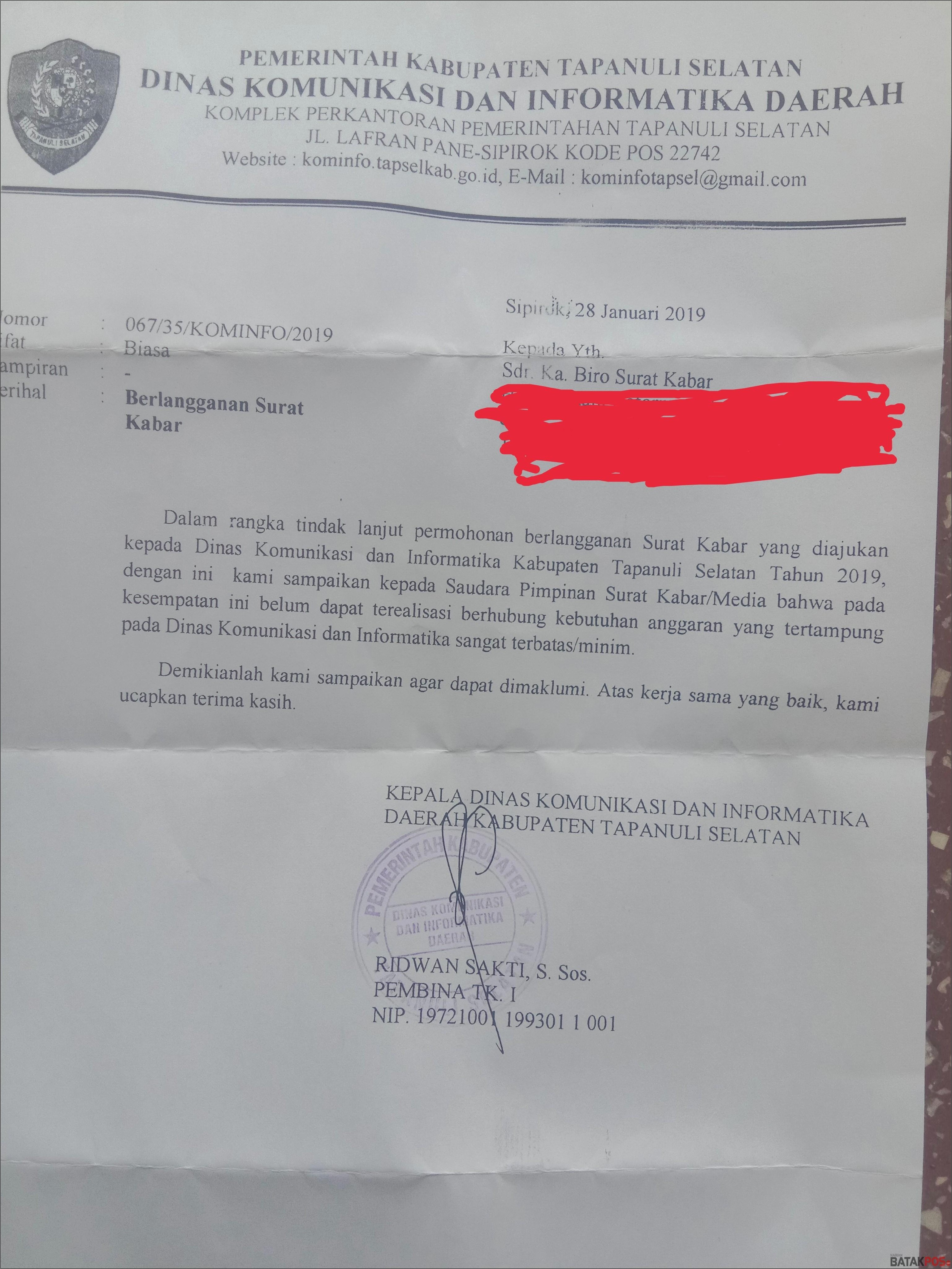 Contoh Surat Dinas Tanggapan