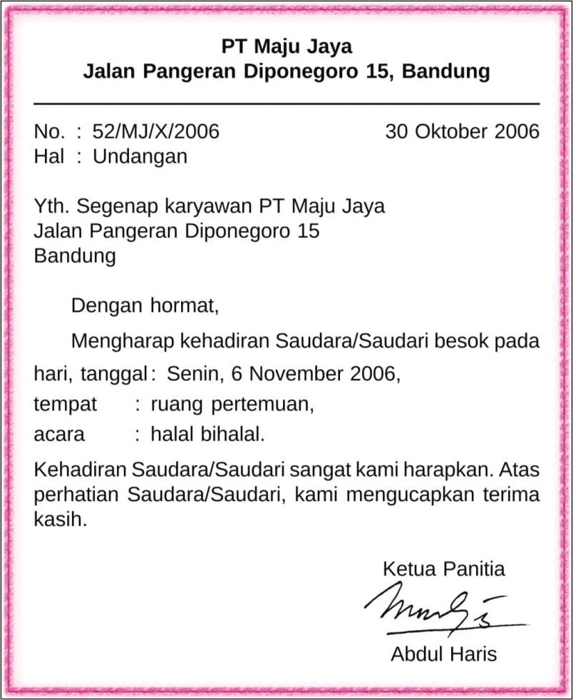 Contoh Surat Dinas Tentang Hari Proklamasi