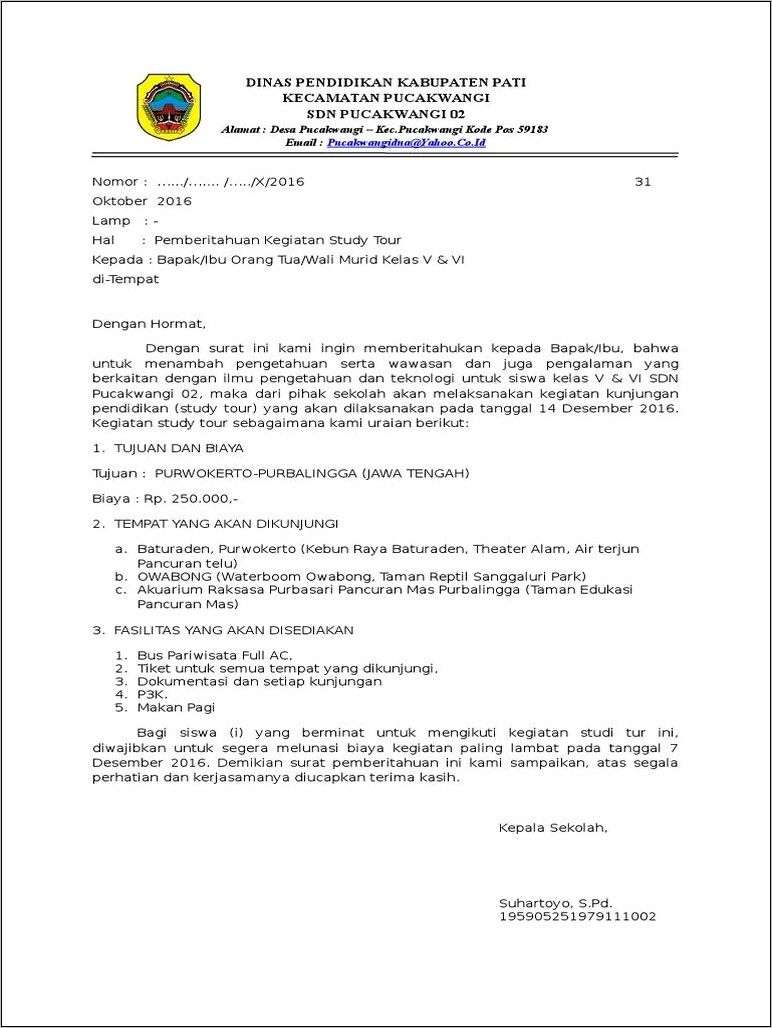 Contoh Surat Dinas Tentang Kegiatan Sekolah