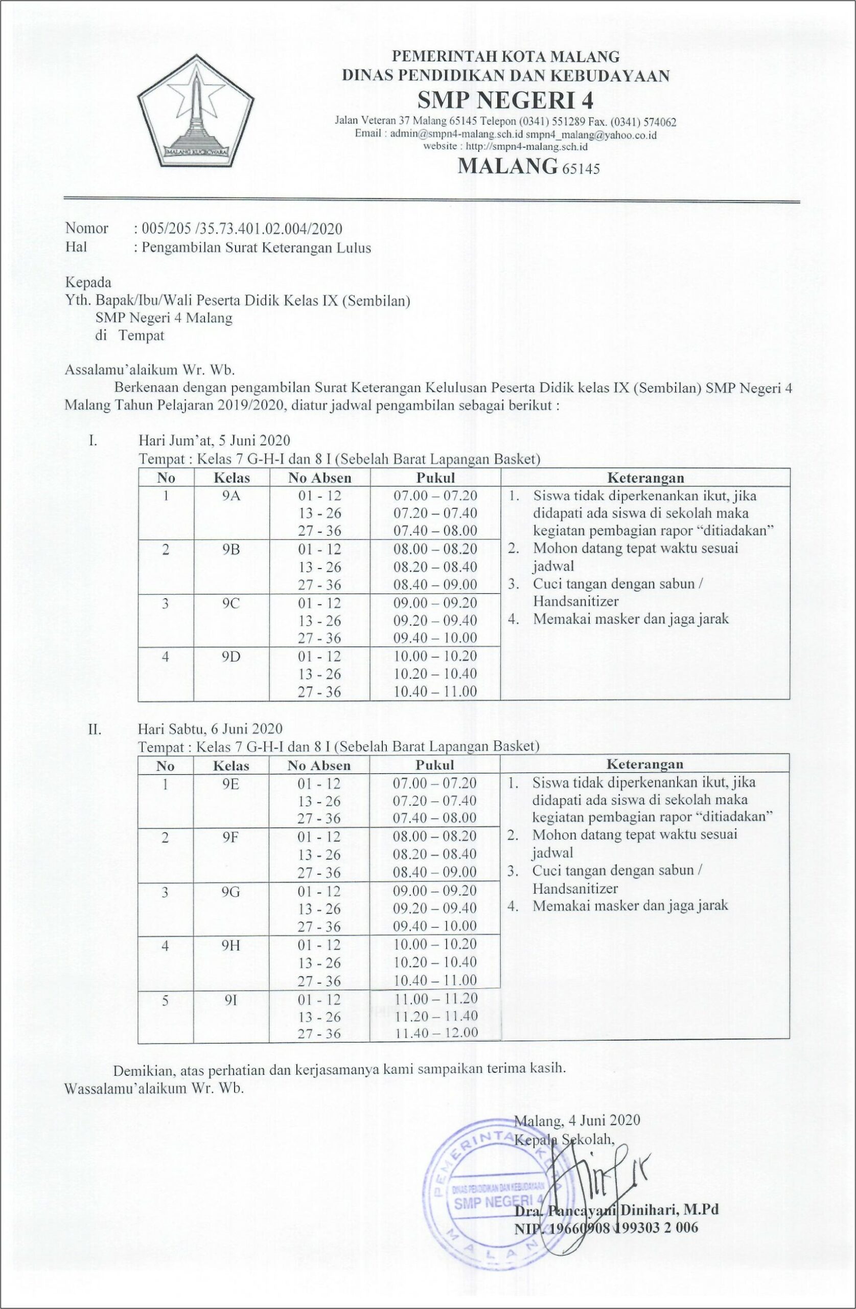 Contoh Surat Dinas Tentang Pembagian Raport