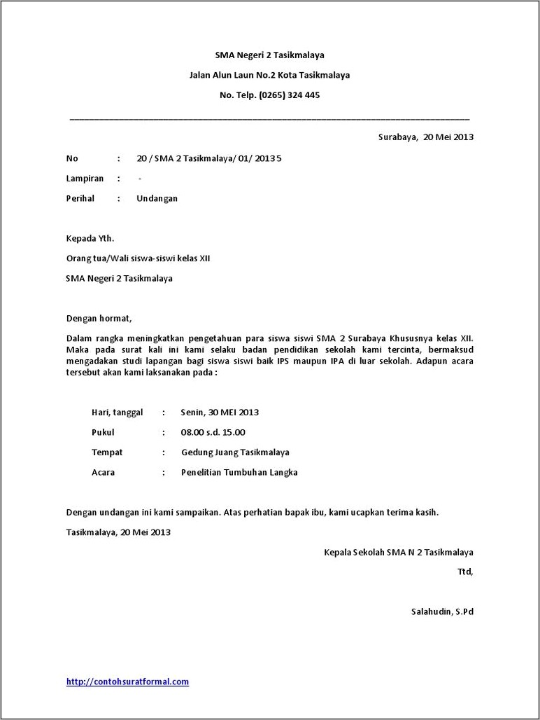 Contoh Surat Dinas Terbaru